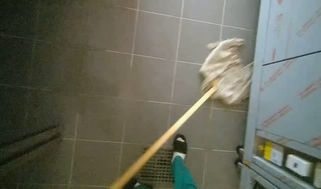 Sweeping kitchen floor: egocentric robotics sample