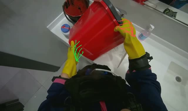 Emptying and refilling cleaning buckets: egocentric robotics sample