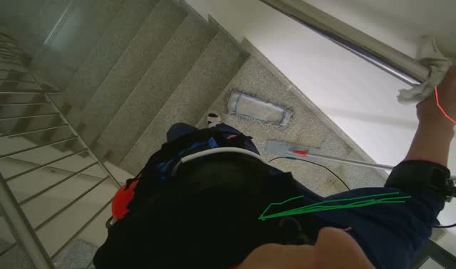Wiping staircase handrail: egocentric robotics sample