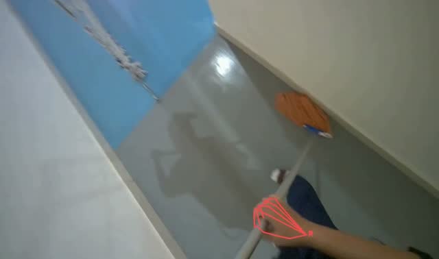 Mopping grey floor: egocentric robotics sample