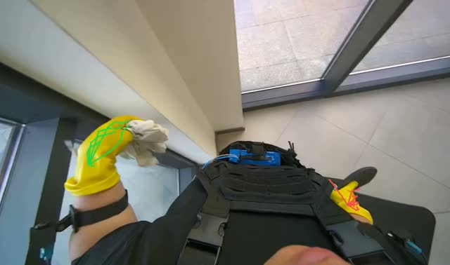 Wiping window frame: egocentric robotics sample