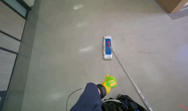 Mopping lobby floor: egocentric robotics sample