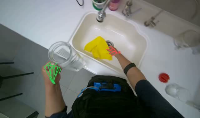 Organizing and filling items at kitchen sink: egocentric robotics sample