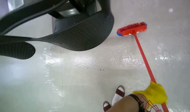 Scrubbing floor with brush: egocentric robotics sample