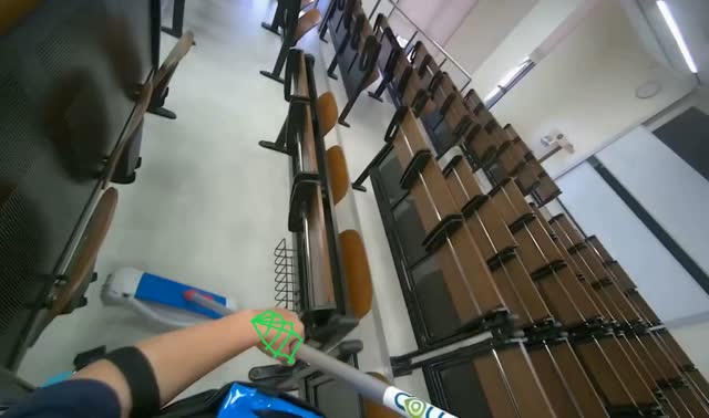 Mopping lecture hall floor: egocentric robotics sample