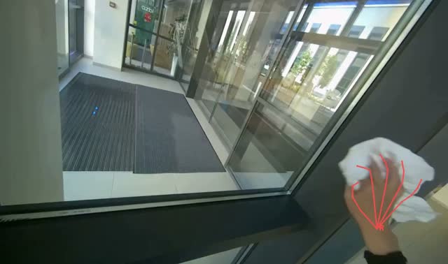 Wiping glass door frames: egocentric robotics sample