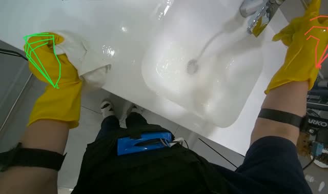 Cleaning bathroom sink: egocentric robotics sample