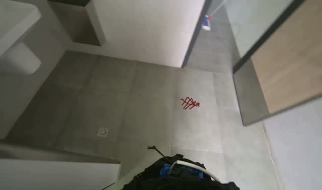 Cleaning various bathroom surfaces: egocentric robotics sample