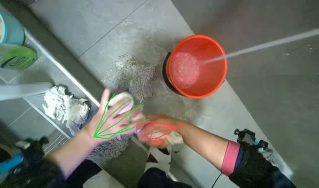 Rinsing cloth under faucet: egocentric robotics sample