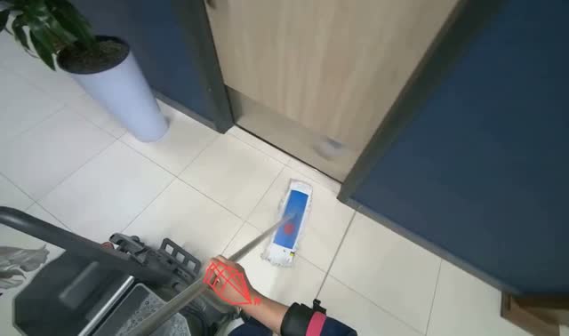 Mopping hallway floor: egocentric robotics sample