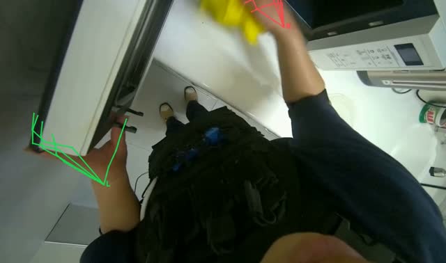 Cleaning kitchen microwave and countertop: egocentric robotics sample