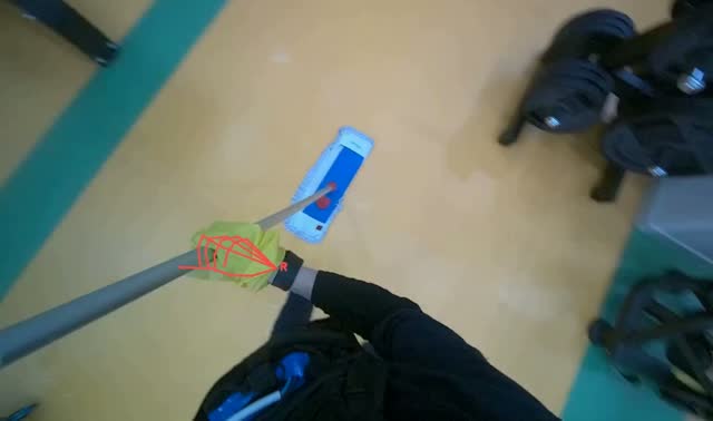 Mopping gym floor: egocentric robotics sample