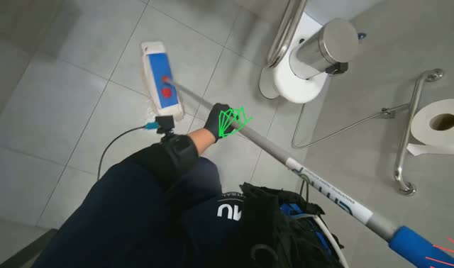 Mopping restroom floor: egocentric robotics sample