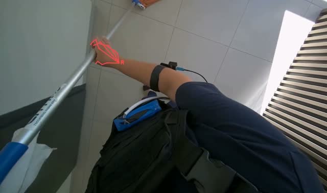 Mopping floor with string mop: egocentric robotics sample
