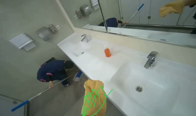 Wiping restroom mirrors: egocentric robotics sample