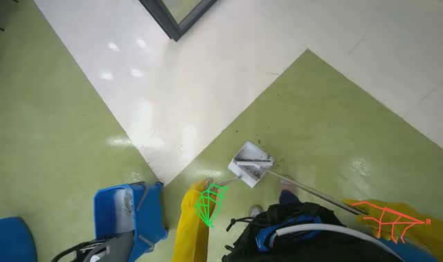 Cleaning Chill Zone floor with squeegee and dustpan: egocentric robotics sample
