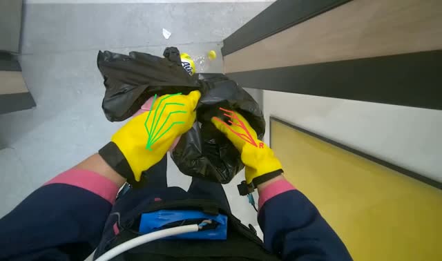 Emptying trash and picking up litter: egocentric robotics sample