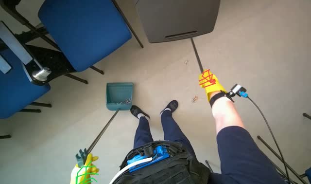 Sweeping floor in lecture hall: egocentric robotics sample