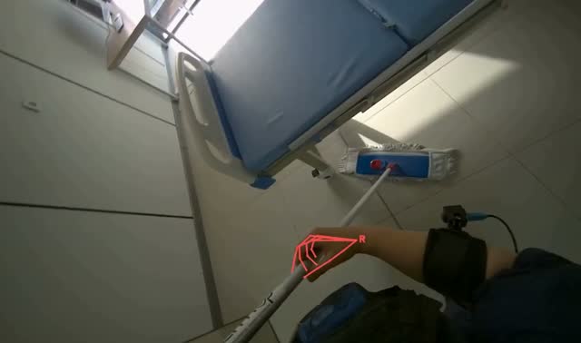 Mopping room floor: egocentric robotics sample