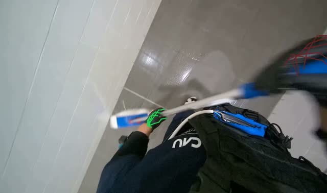 Mopping restroom floor: egocentric robotics sample