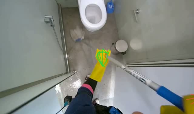 Mopping toilet stall floor: egocentric robotics sample