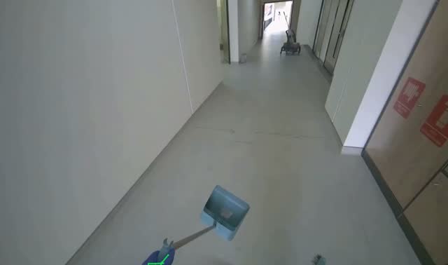 Sweeping and collecting floor debris: egocentric robotics sample