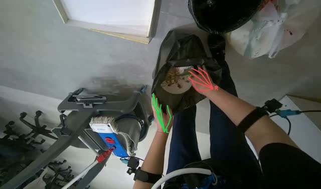Collecting trash from floor and bins: egocentric robotics sample