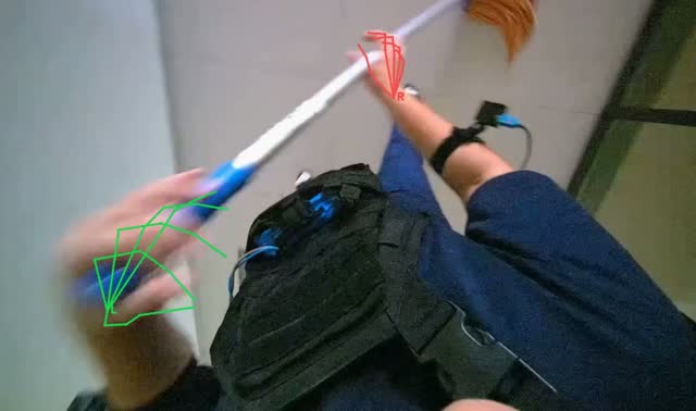 Mopping floor with string mop: egocentric robotics sample