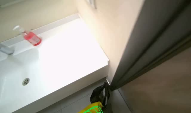 Wiping restroom surfaces: egocentric robotics sample