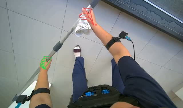Wiping window frames with cloth: egocentric robotics sample