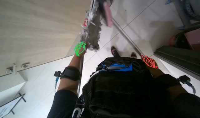 Cleaning mop head with brush: egocentric robotics sample