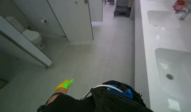 Wiping bathroom sinks and counter: egocentric robotics sample