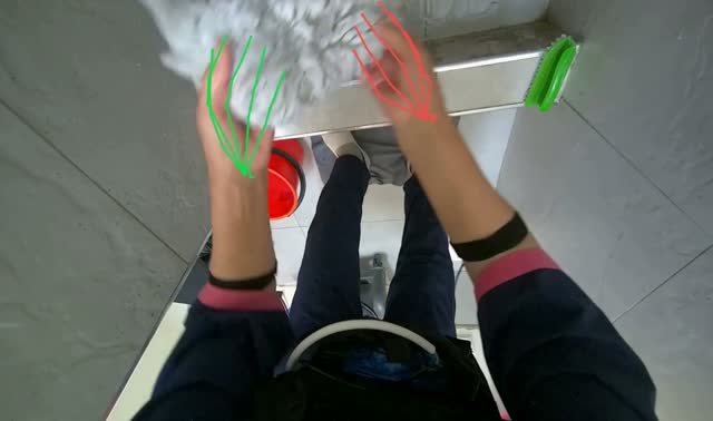 Preparing mop for cleaning: egocentric robotics sample