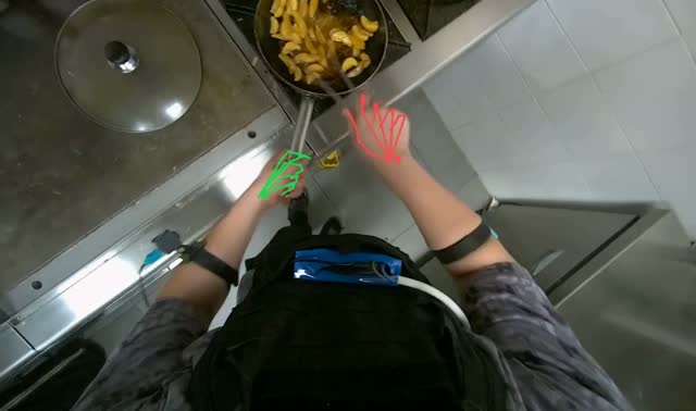 Cooking potatoes in pan: egocentric robotics sample