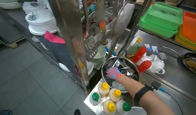 Adding and stirring vegetables in pan: egocentric robotics sample