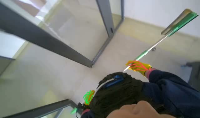 Cleaning glass door with squeegee: egocentric robotics sample
