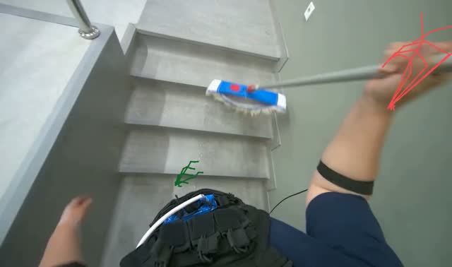 Mopping floor and stairs: egocentric robotics sample