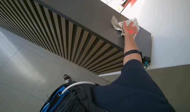 Wiping various surfaces: egocentric robotics sample