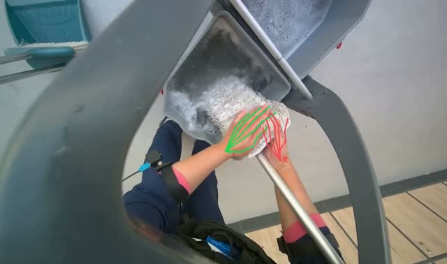Washing cleaning cloth in bucket: egocentric robotics sample