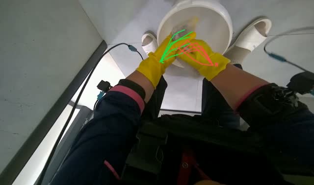 Mopping bathroom floor: egocentric robotics sample