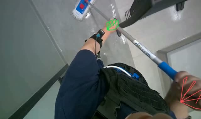 Mopping office hallway floor: egocentric robotics sample