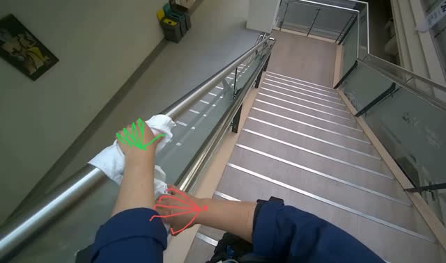 Wiping staircase handrails: egocentric robotics sample