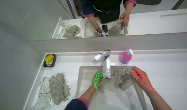 Washing mop heads in sink: egocentric robotics sample