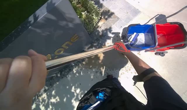 Scrubbing 'Creative Zone' sign: egocentric robotics sample