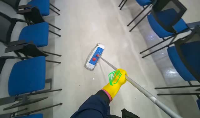Mopping floor around chairs: egocentric robotics sample