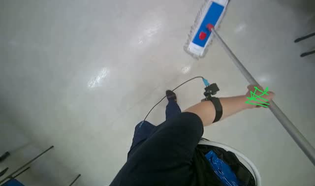 Mopping office floor: egocentric robotics sample