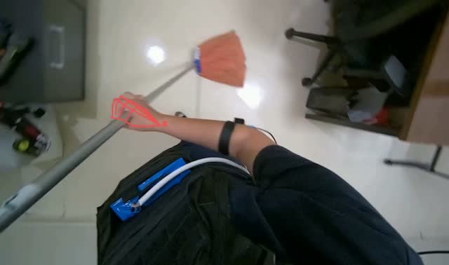 Mopping floor with mop: egocentric robotics sample