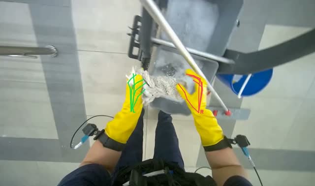 Mopping cafeteria floor: egocentric robotics sample