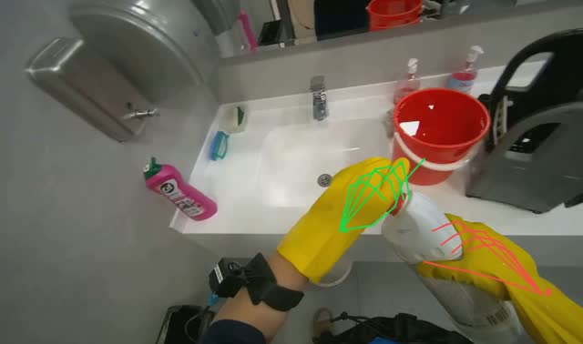 Preparing cleaning solution in bucket: egocentric robotics sample