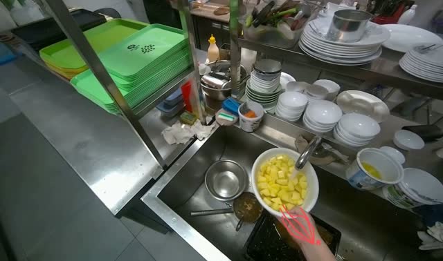 Washing Sliced Potatoes: egocentric robotics sample